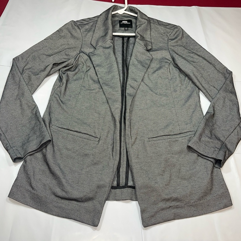 Liverpool black white jacket Boyfriend Geometric Blazer coat Womens S Open Front